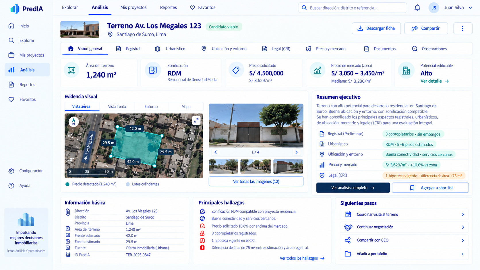Resumen de hallazgos, alertas y siguientes pasos en PredIA